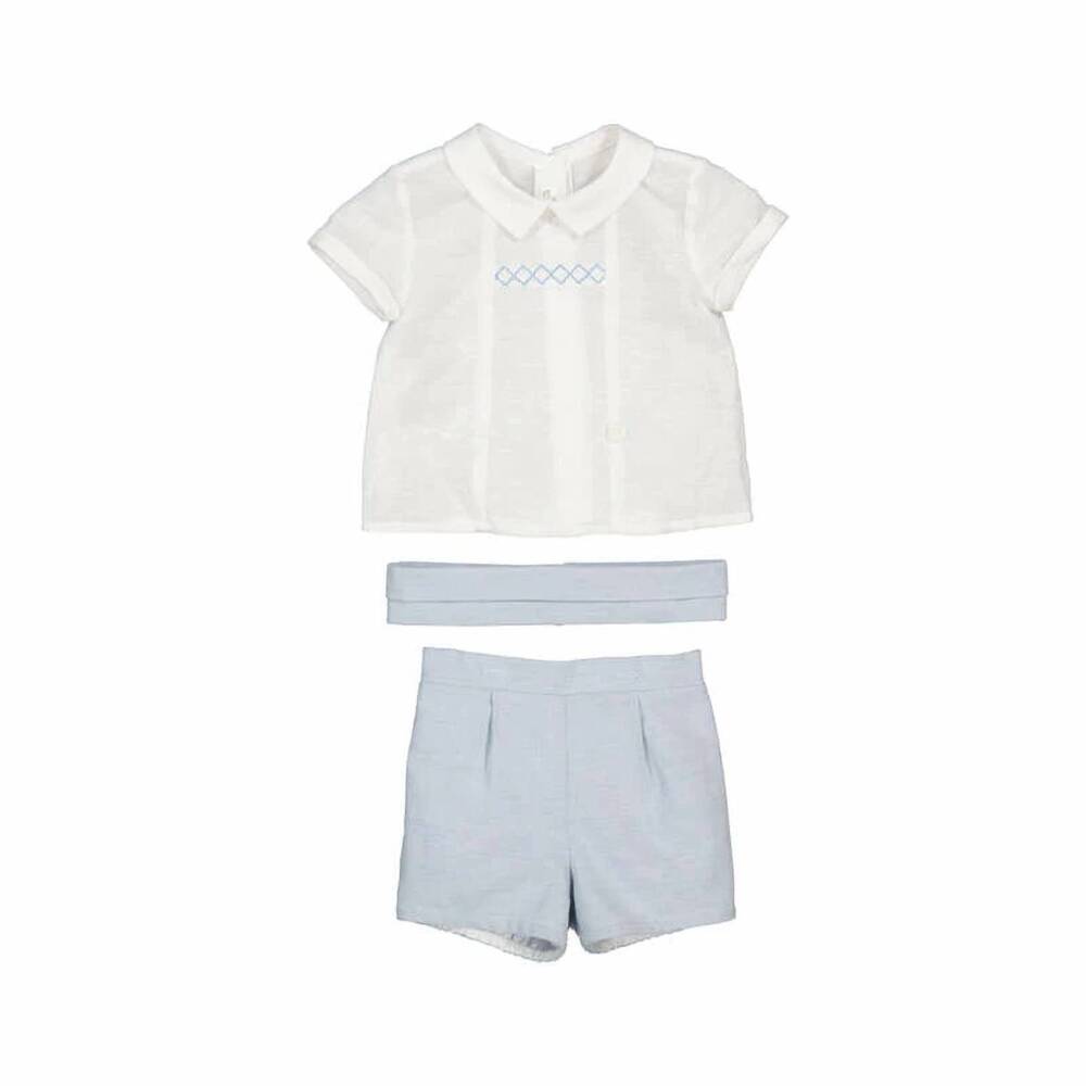 NEW MAYORAL kids short-sleeve shirt and short set in blue